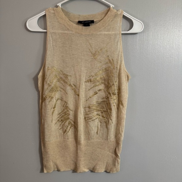 St. John Cream and Gold Tank Top Size Small - Picture 1 of 10